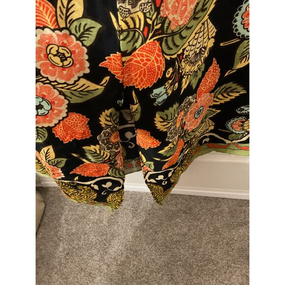 Rhode Resort 100% Silk Orange Floral Red Trim V-neck Maxi Kaftan Dress, M - Picture 9 of 9